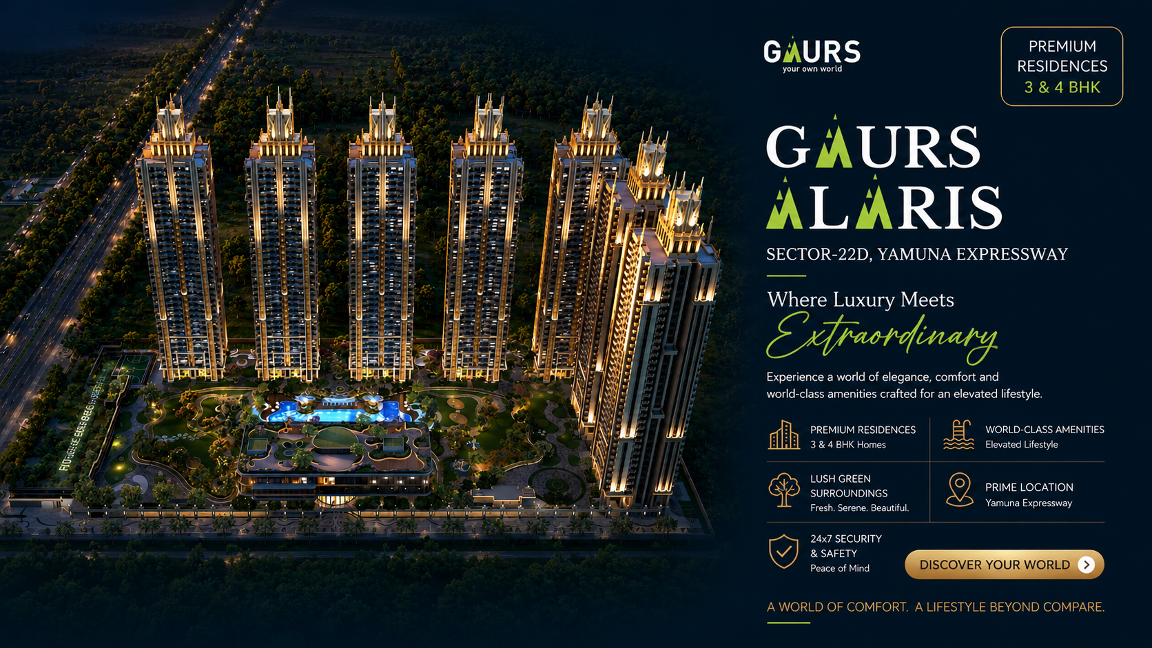 3 BHK + Multipurpose Luxury Flat in Gaur Alaris, Sector 22D